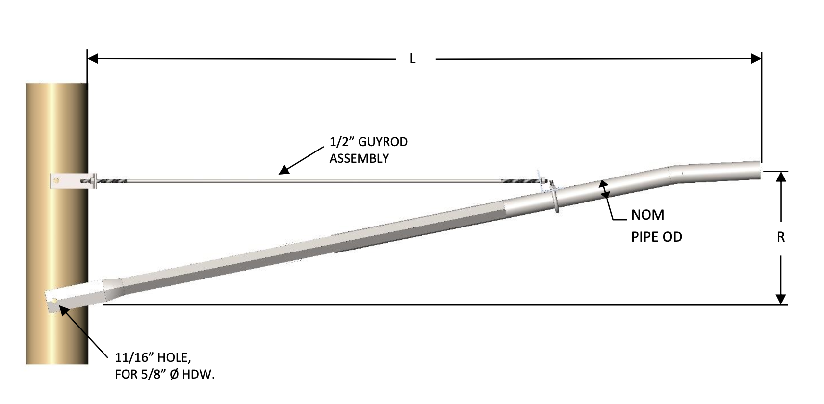 AFDG-125-10-A A-Frame Double Guy Lighting Bracket