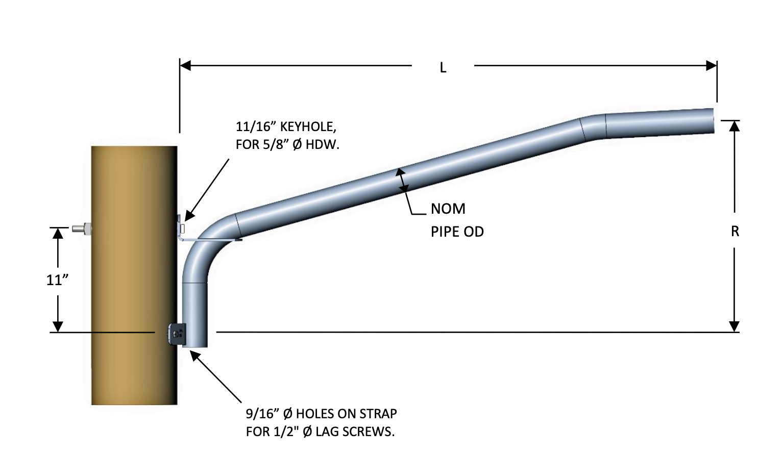 WP-125-6-S Cantilever Lighting Bracket