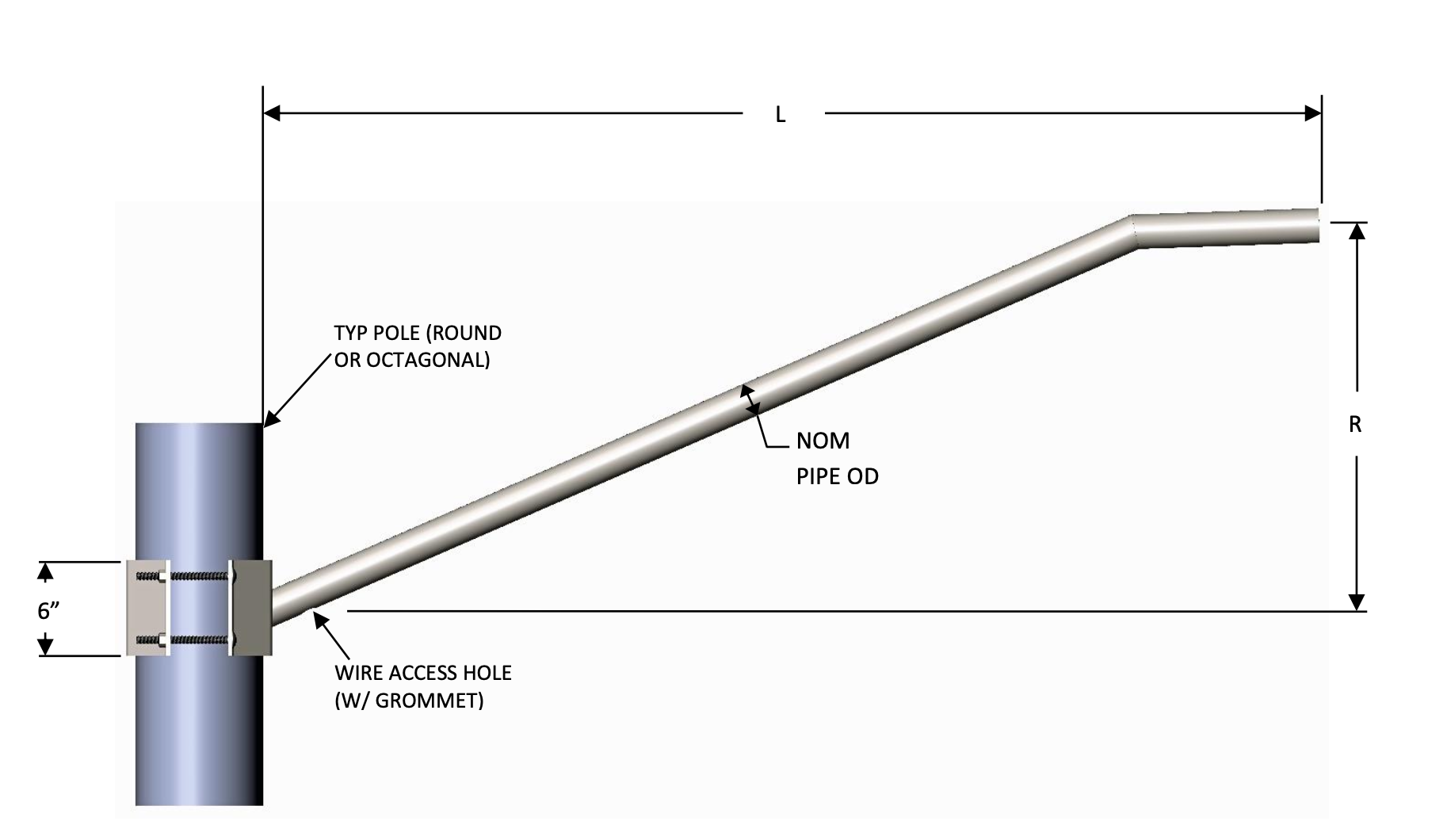 CO-2-4-A Clamp-On Cantilever Mast Arm