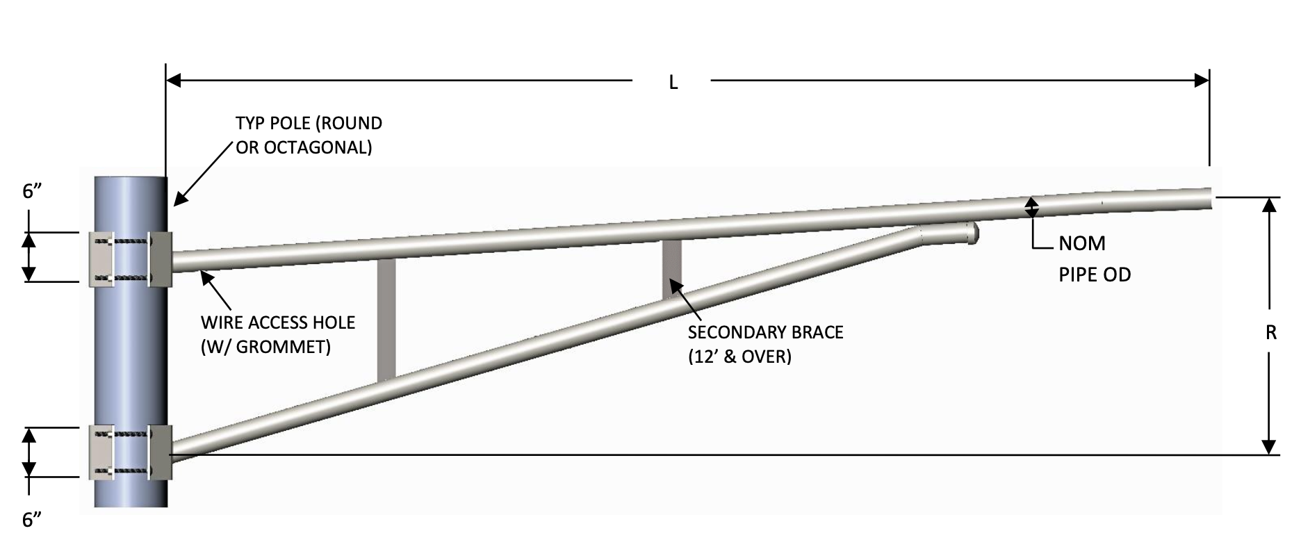 COT-2-10-A Clamp-On Truss Mast Arm