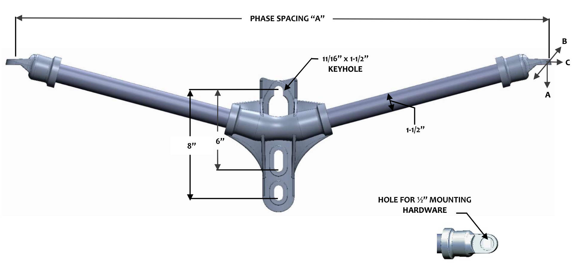 FLH2-1-36-C1 Double Phase 15° Cutout & Arrestor Bracket