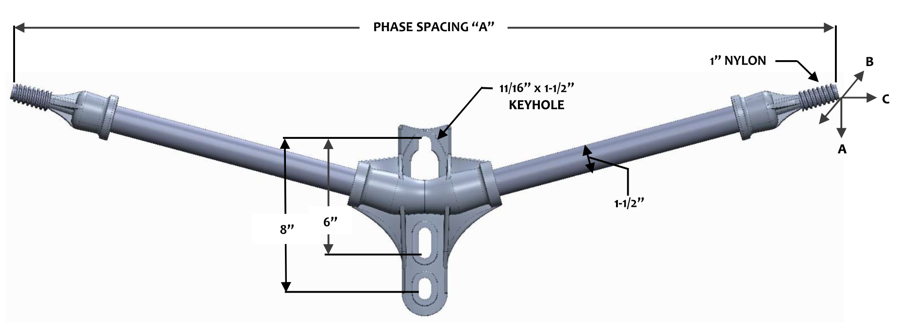 FLH2-1-36-S1 Double Phase 15° Straight Conductor Support Bracket