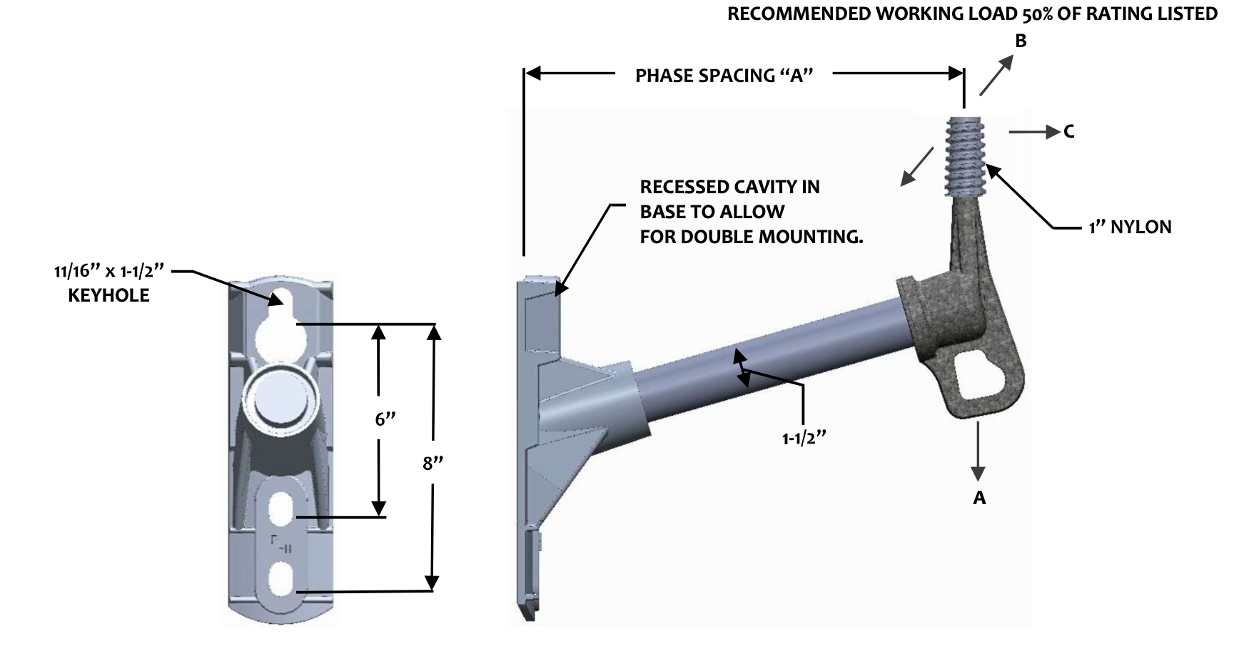 FLHR-1-12-V1 Single Phase 15° Vertical Conductor Support Bracket