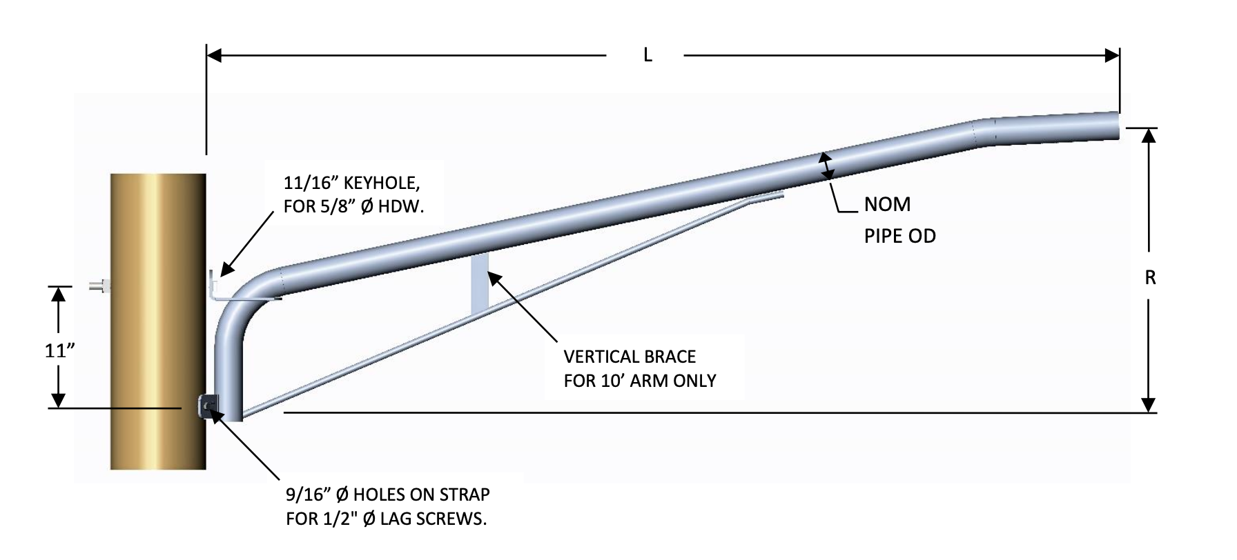 WPUB-125-6-A Underbrace Lighting Bracket
